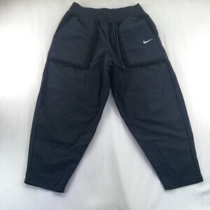Nike Sherpa Trim Nylon Tech Pants Black Jogger Cargo Womens Sz M Essential Woven